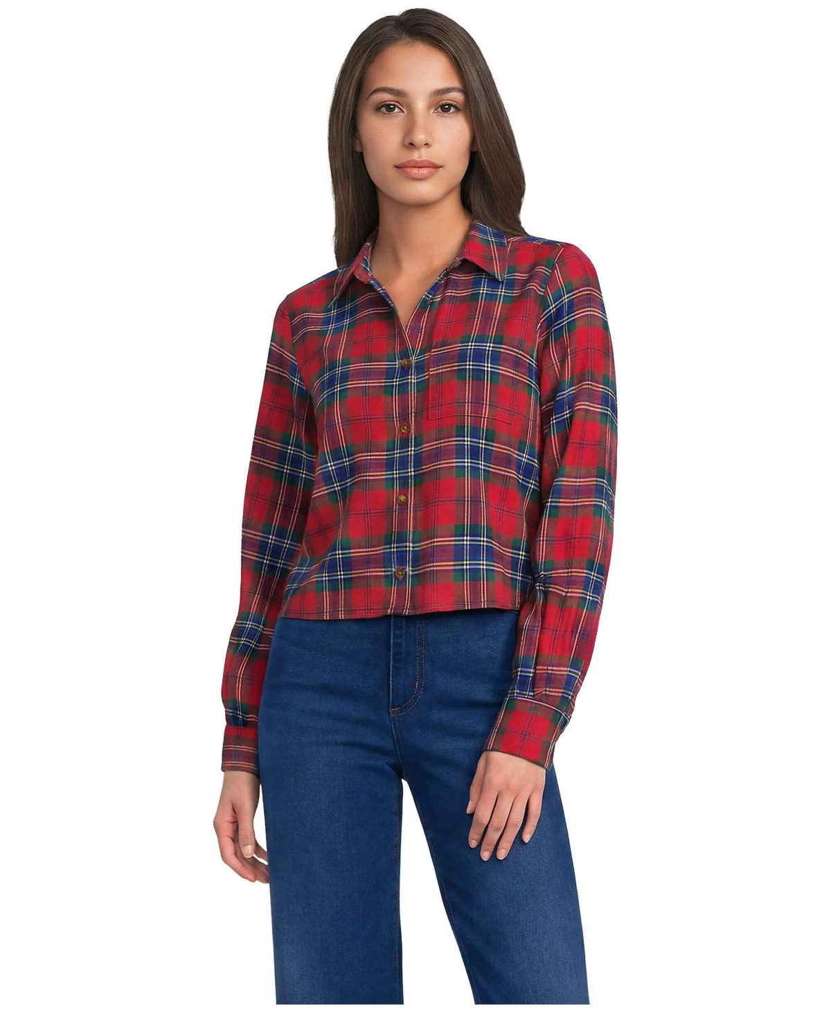 Cropped Flannel Shirt