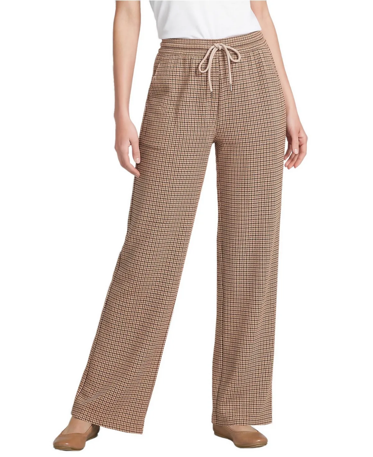 Sport Knit Jacquard High Rise Relaxed Straight Leg Pants by Lands' End