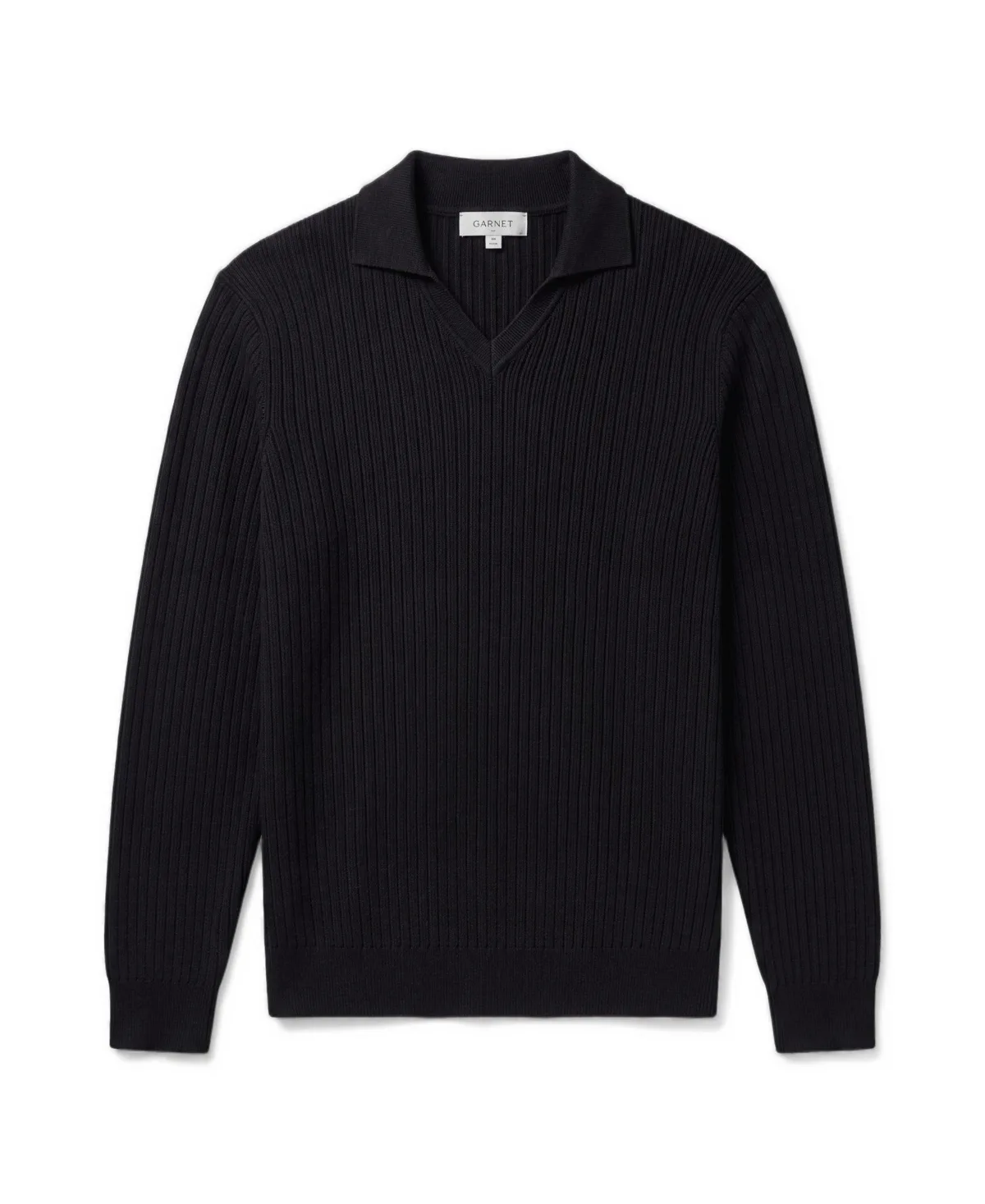 Merino Wool Ribbed-Knit Polo Sweater by Garnet