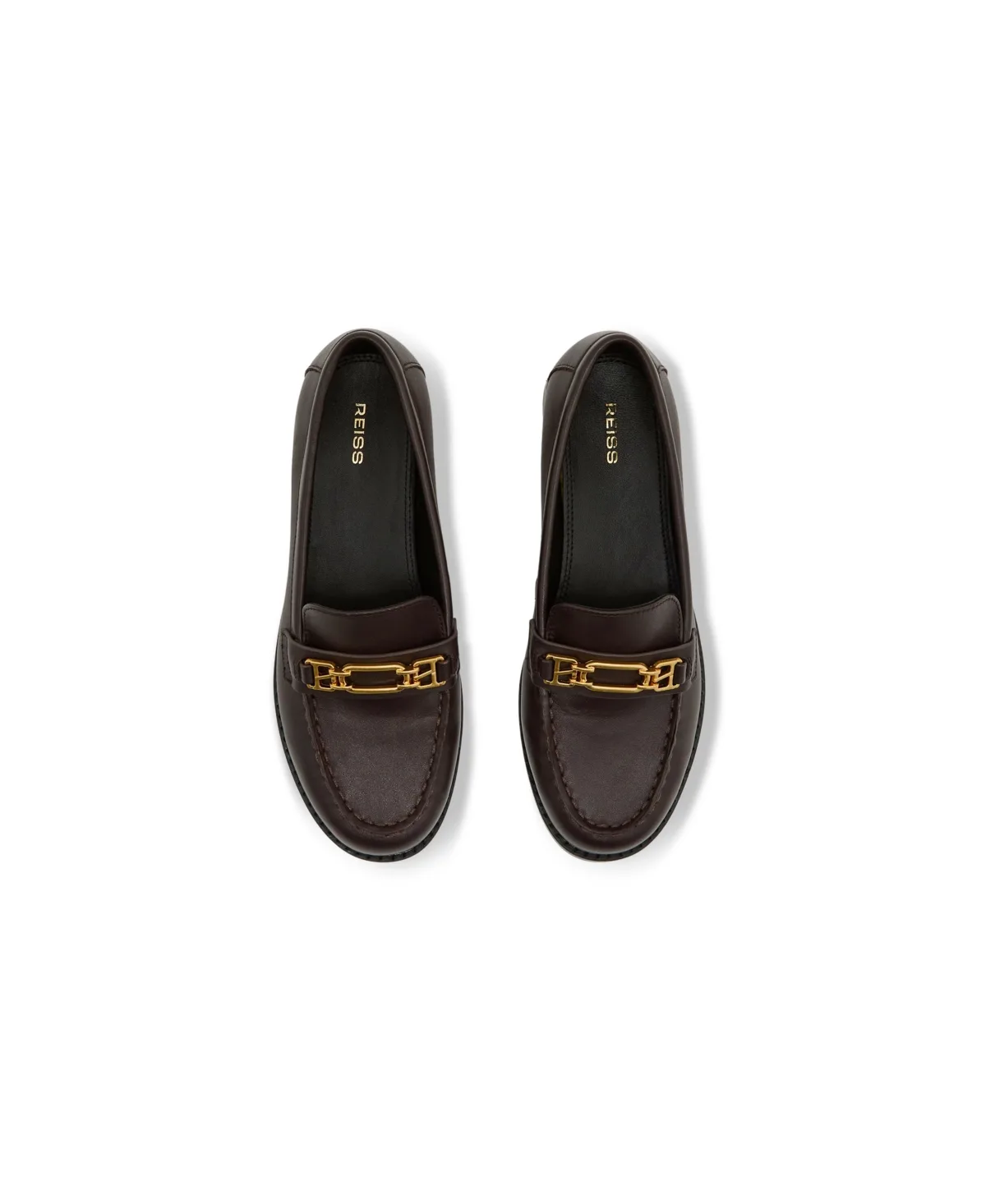 Hardware Leather Almond-Toe Loafers by Reiss