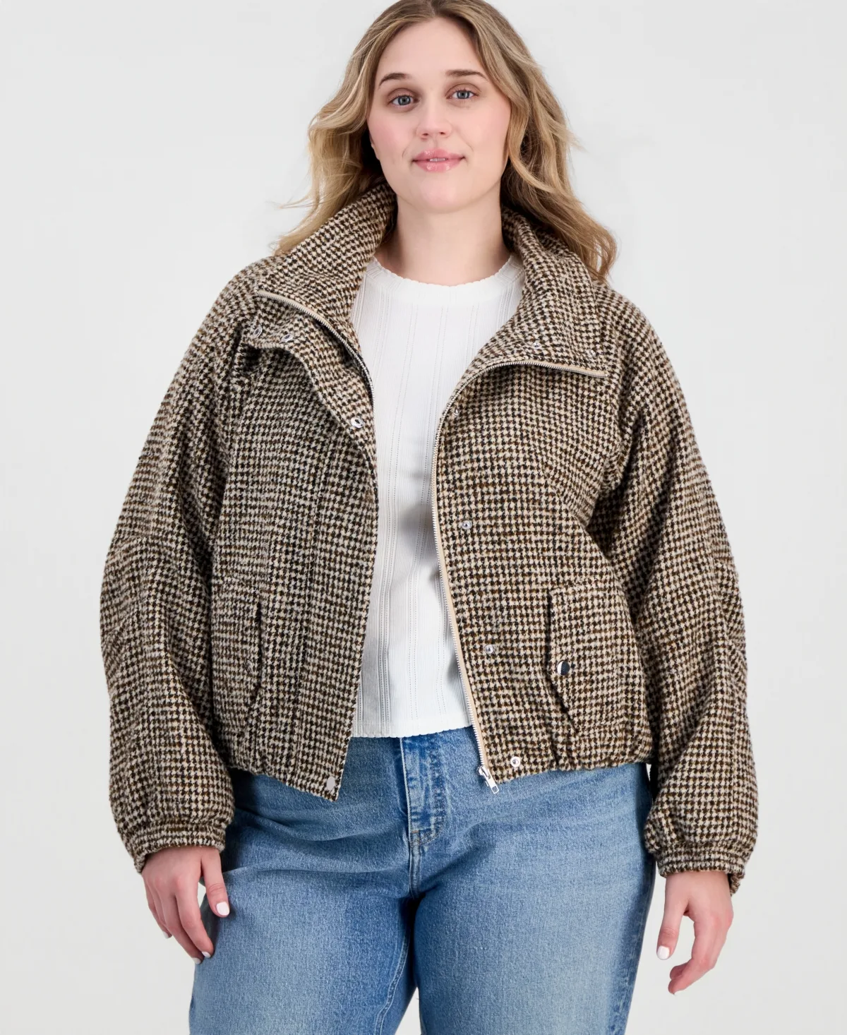 Plaid Cropped Puffer Jacket by On 34th