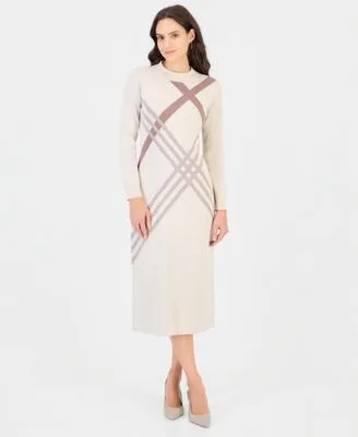 Mock Neck Long Sleeve Midi Dress by Robbie Bee