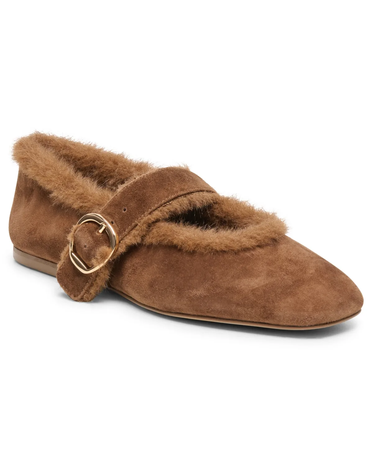 Mella Plush Buckle Mary Jane Flats - Cocoa Suede by Dolce Vita