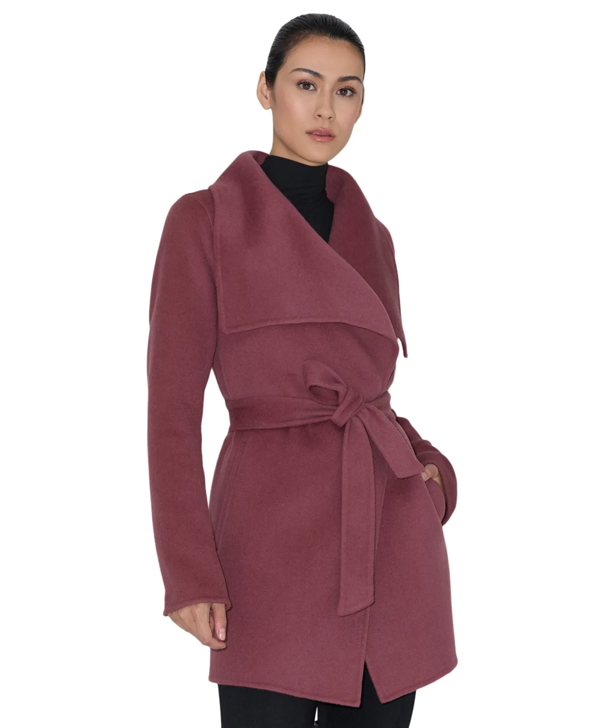 Bridgette-Z Wool-Blend Cascade Collar Tie-Belt Coat by Soia & Kyo