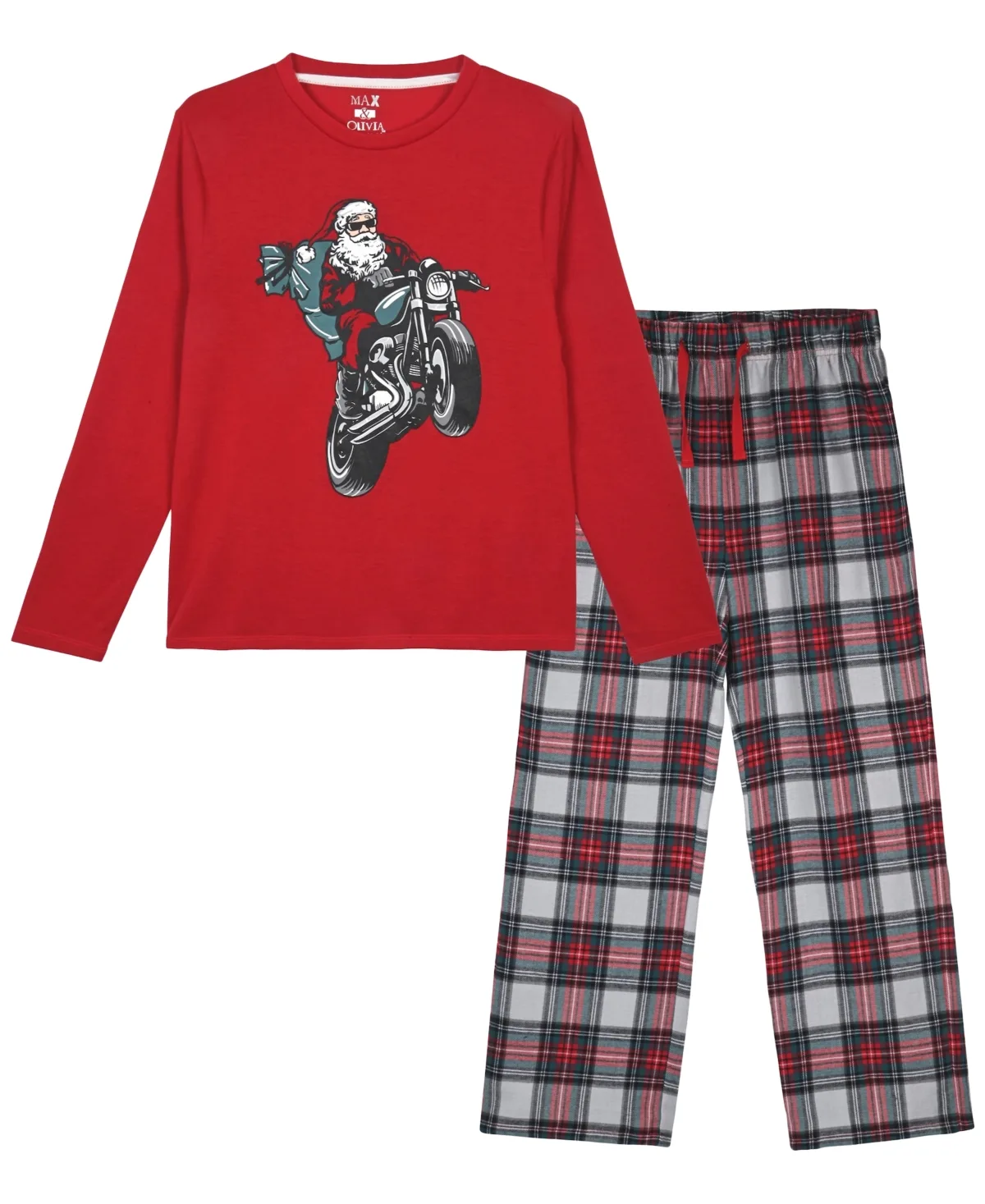 Santa Print Pajamas, 2-Piece Set by Max & Olivia
