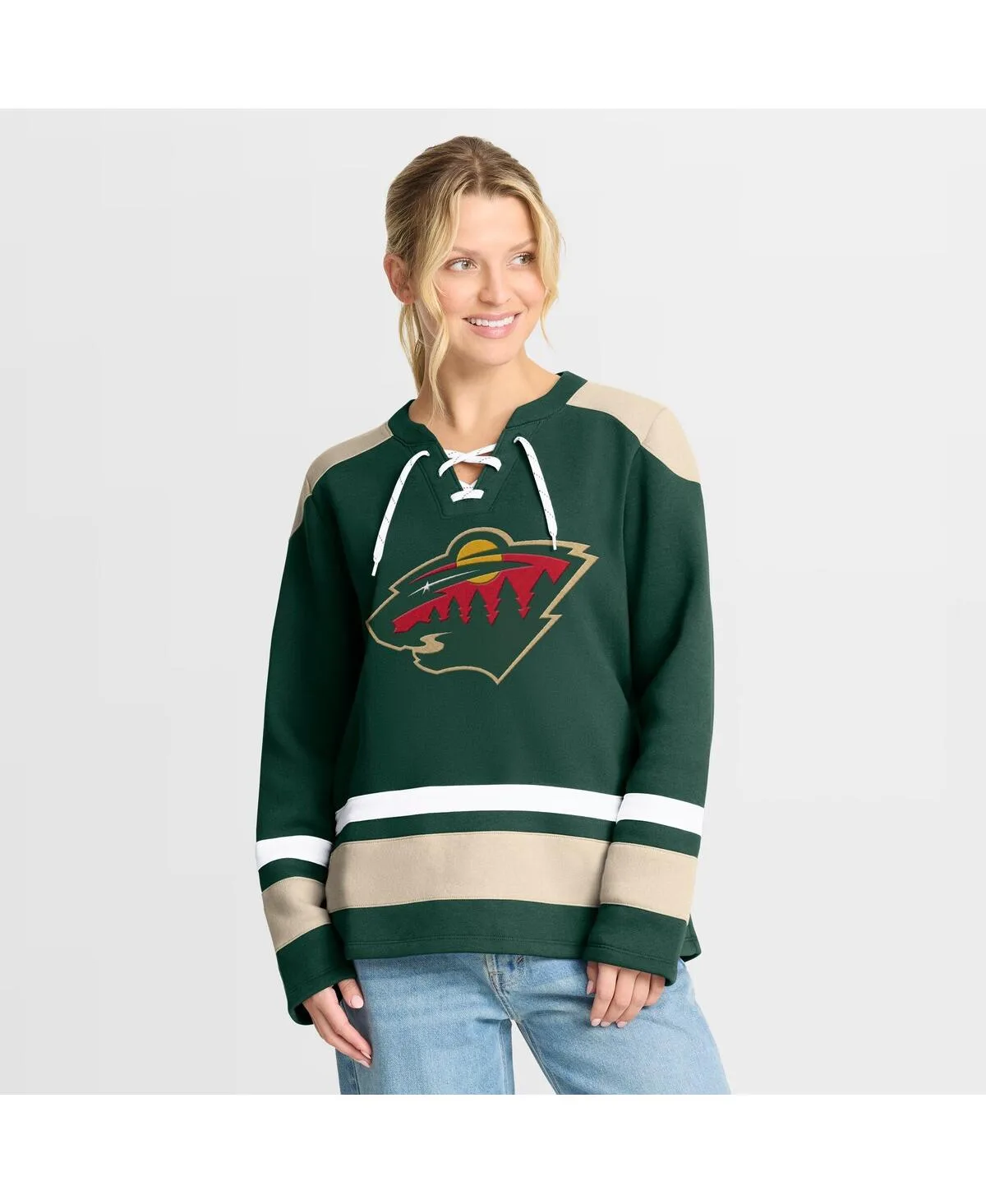 Minnesota Wild Icing Long Sleeve Lace Up Sweatshirt by Fanatics