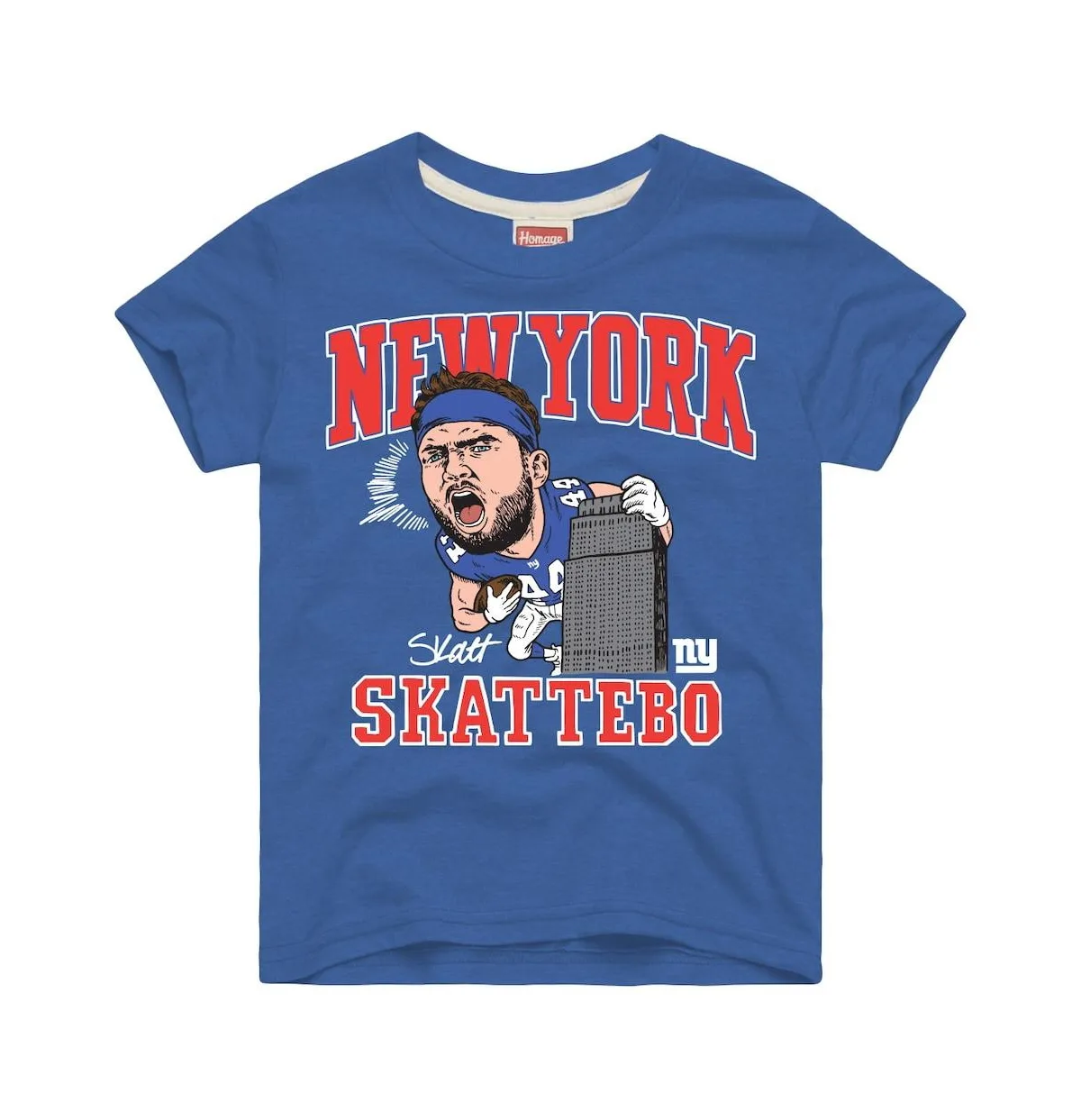 Cam Skattebo New York Giants Caricature Tri-Blend T-Shirt by Homage
