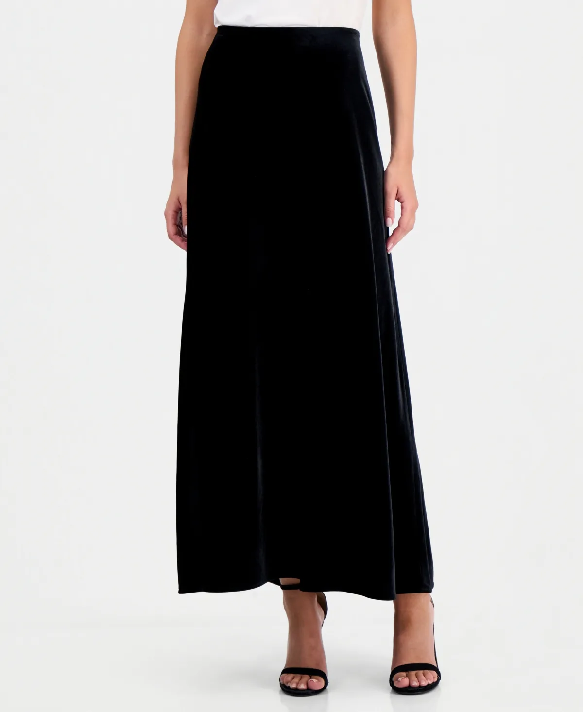 Velvet Flared High-Waisted Maxi Skirt by Anne Klein