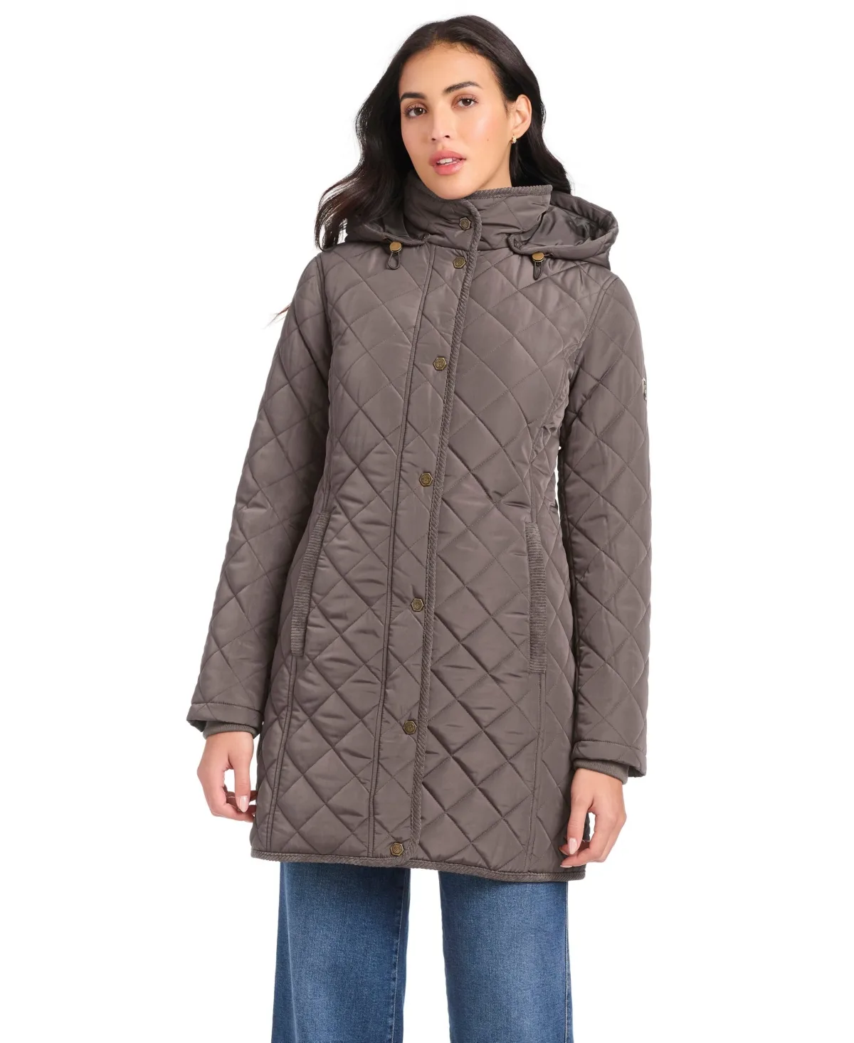 Hooded Long Mini-Quilt Coat by Vince Camuto