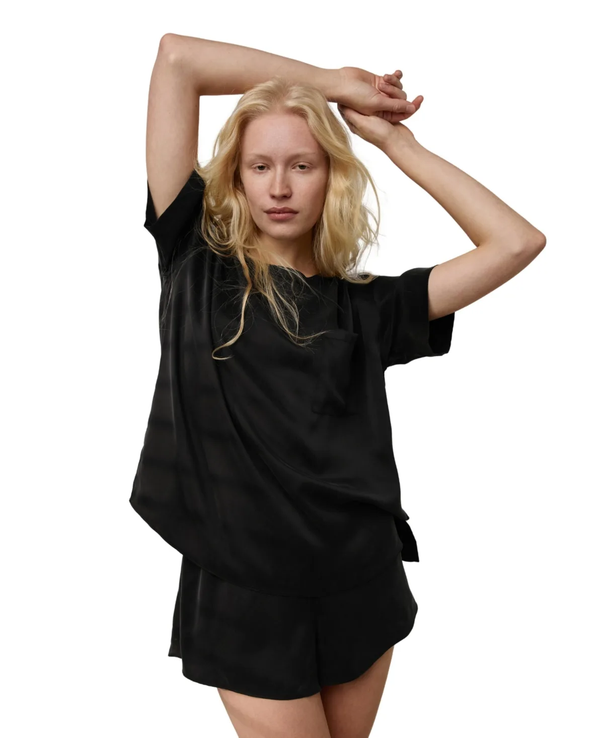 Washable Silk Short-Sleeve Oversized Tee and Shorts, 2-Piece Set by Lunya