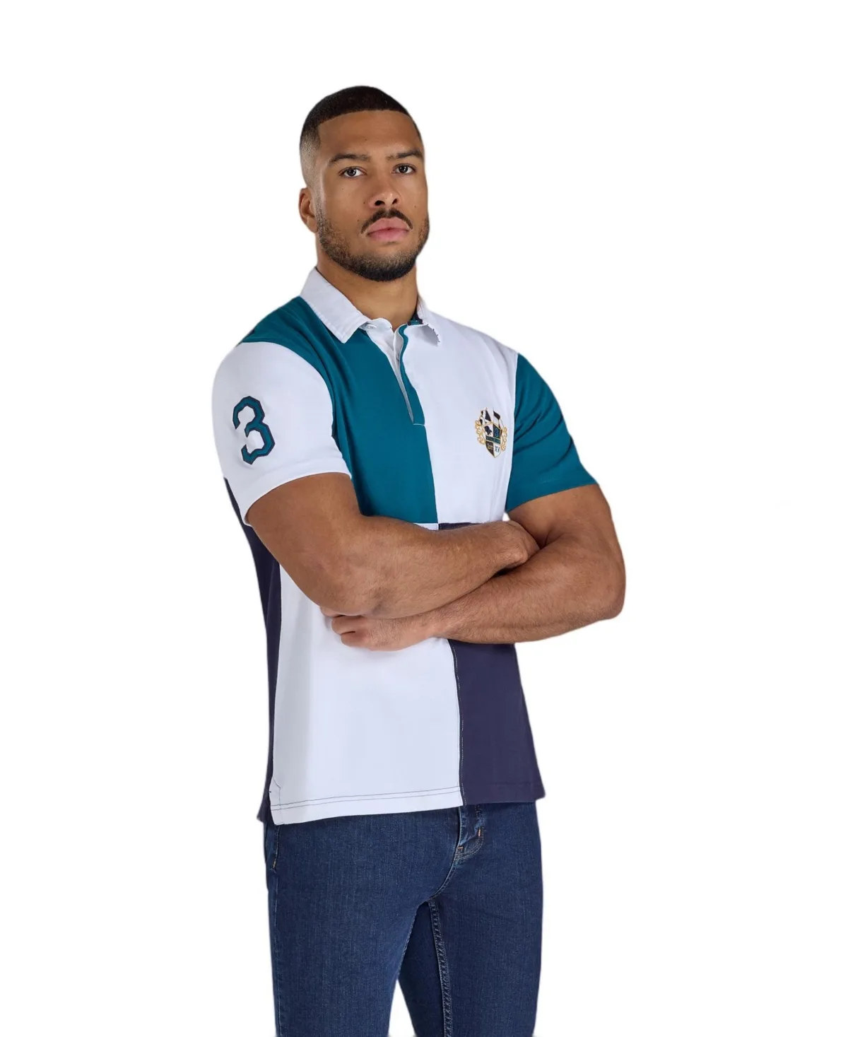 Cut and Sew Harlequin Rugby T-Shirt by Raging Bull