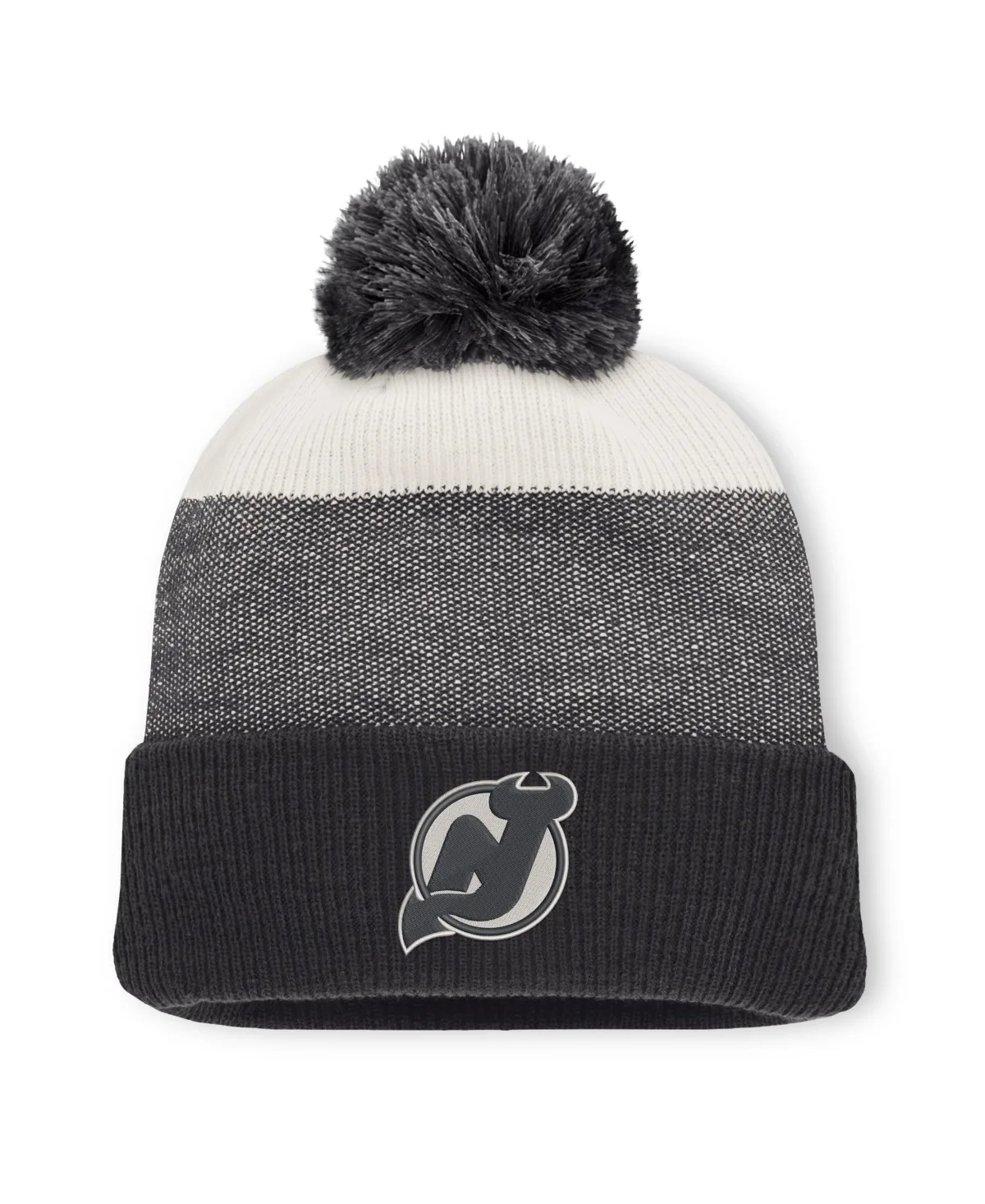 New Jersey Devils Monochrome Cuffed Knit Hat with Pom by Fanatics