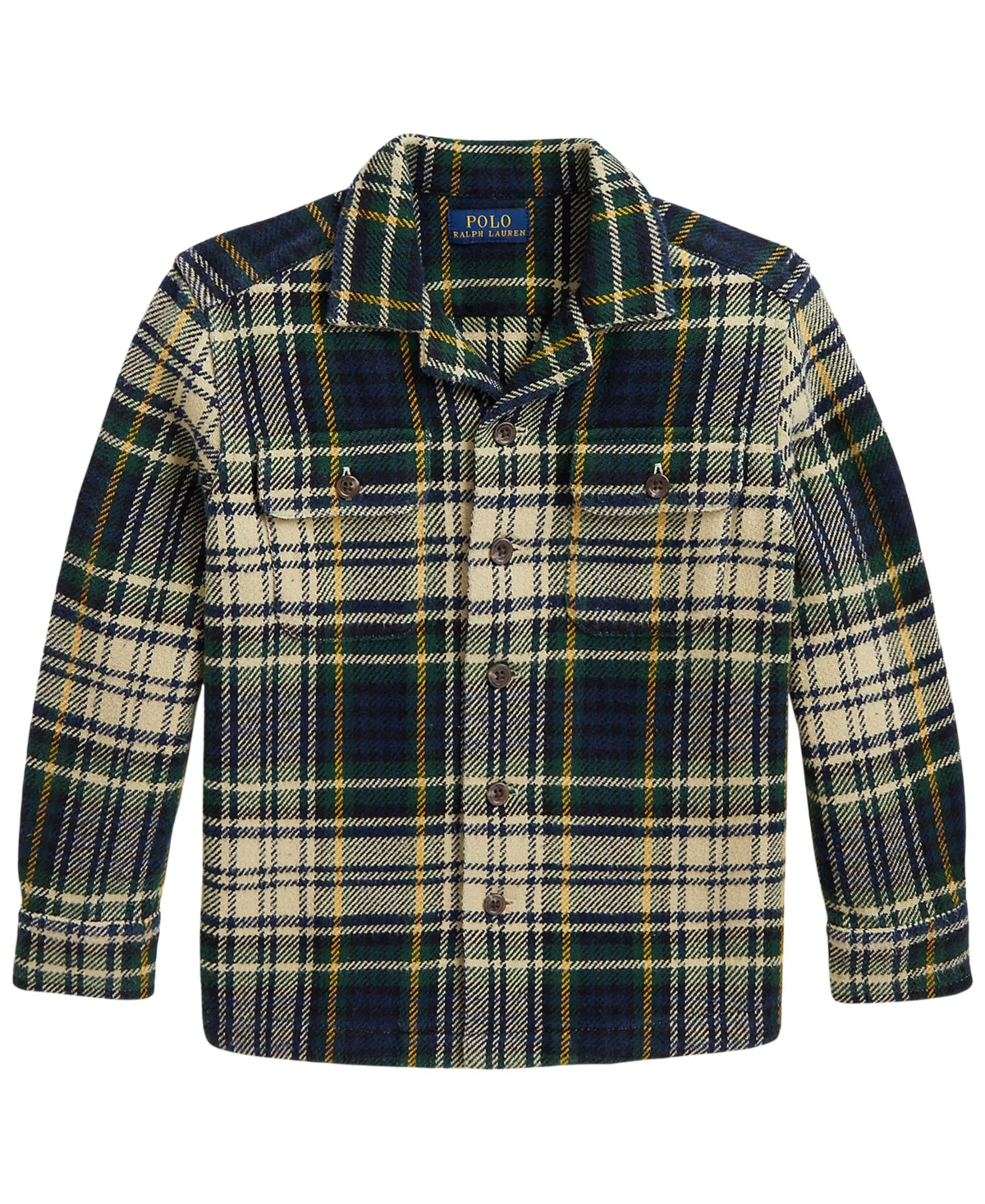 Plaid Cotton Flannel Camp Collar Shirt by Polo Ralph Lauren
