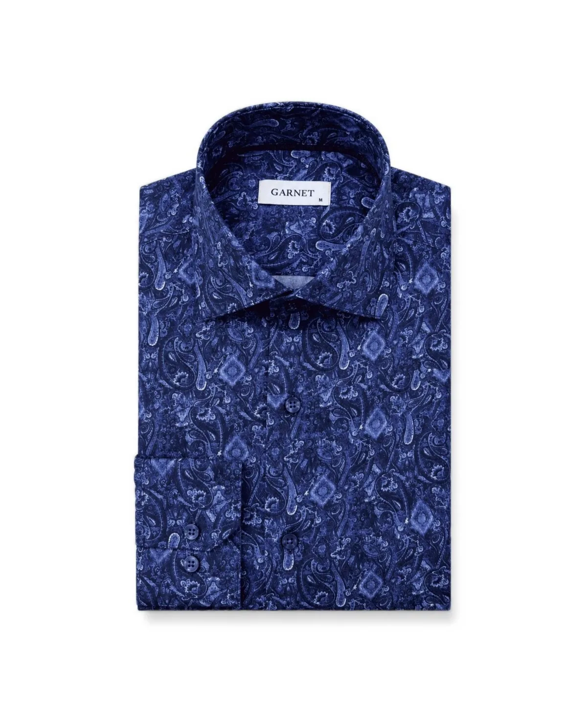 Spread Collar Print Long-Sleeve Shirt by Garnet
