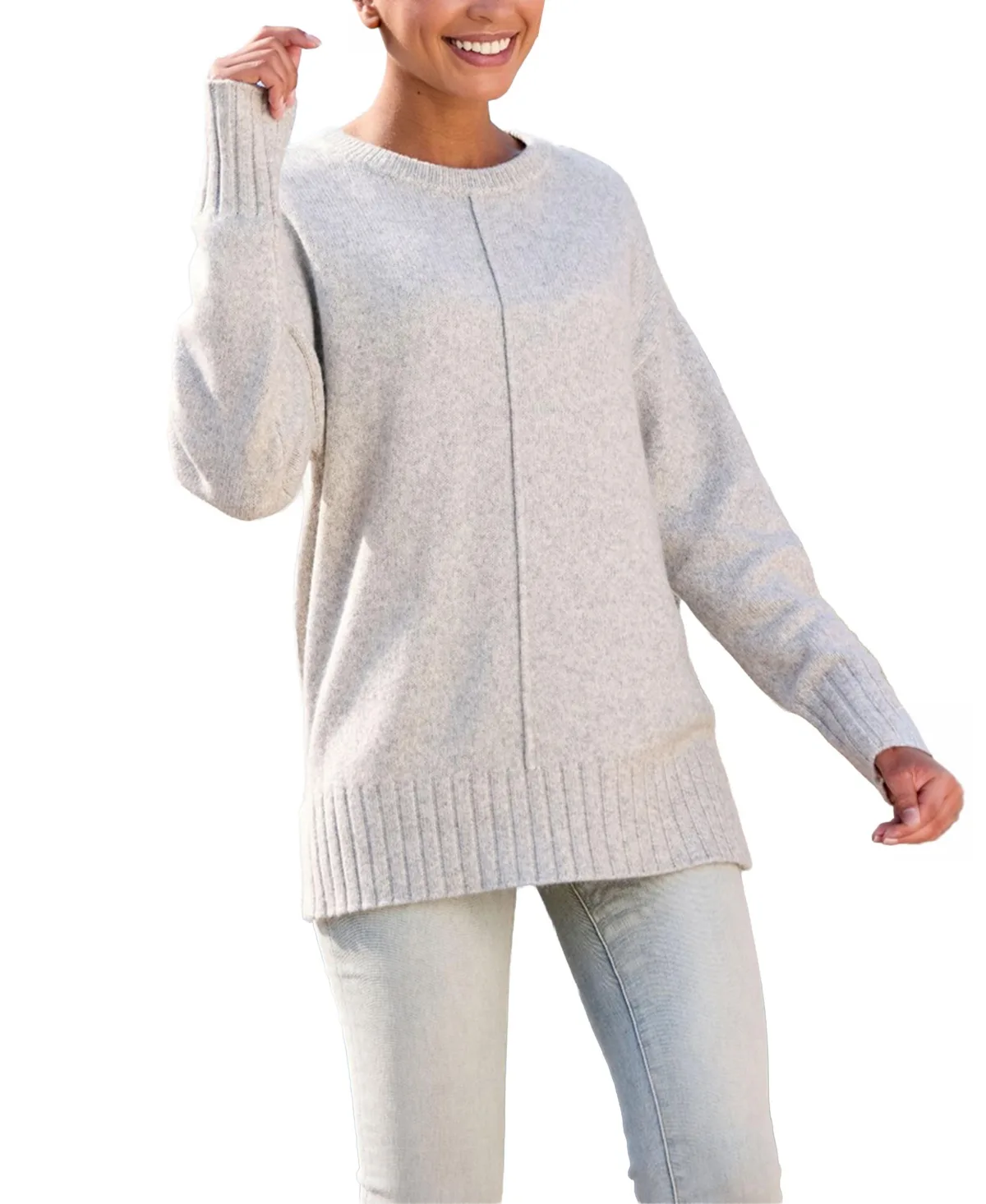 Oversized Crewneck Longline Sweater by Lascana