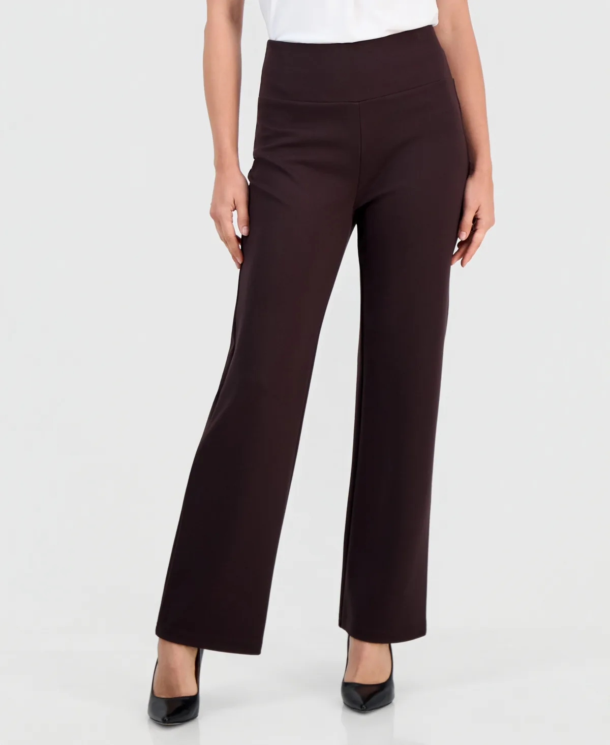 Wide-Leg High-Waisted Pull-On Pants by Anne Klein