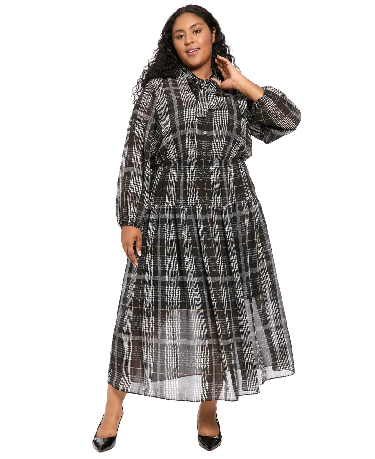 Tiered Tie-Neck Maxi Dress by London Times