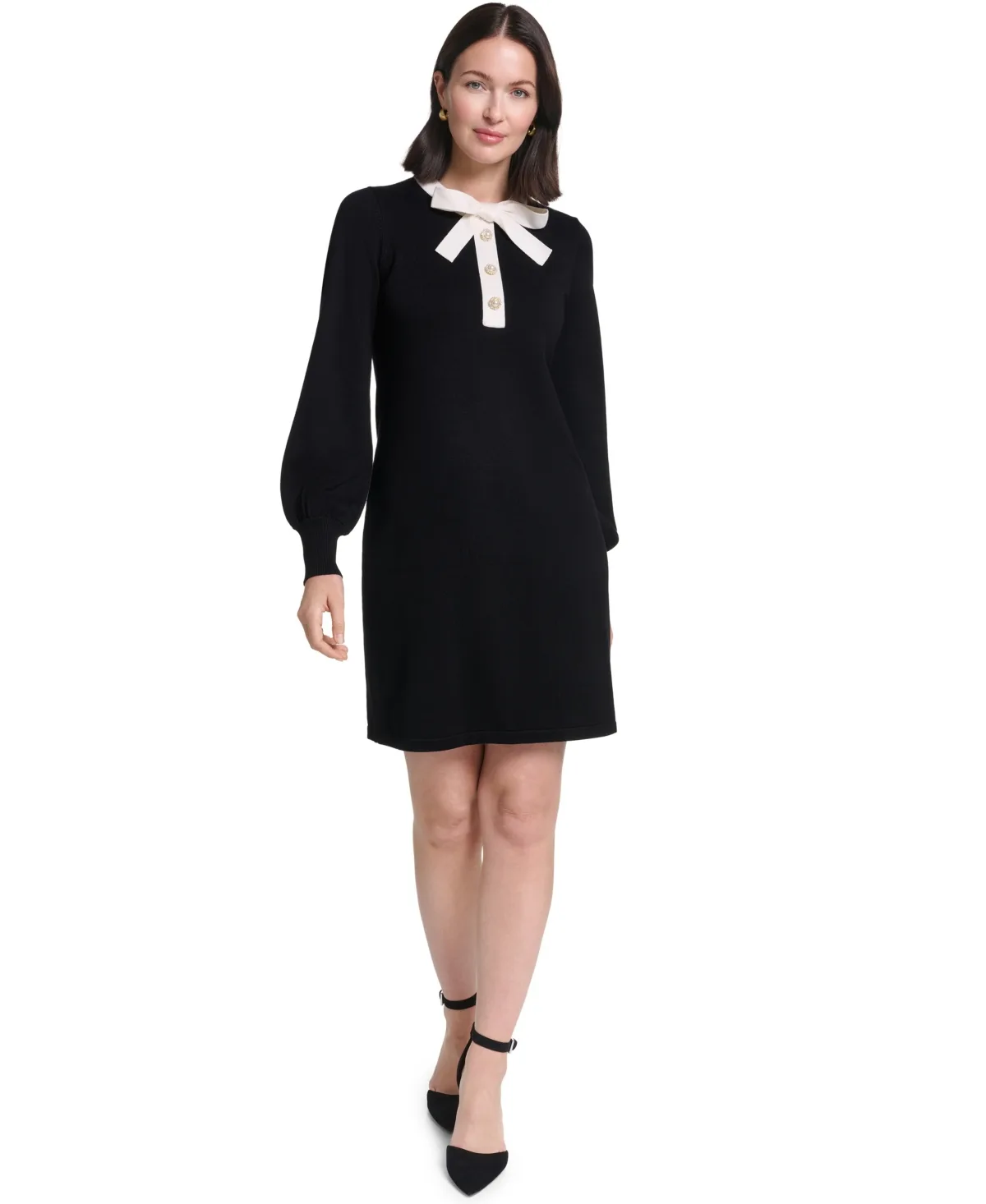 Contrast Bow Color Block Sweater Dress by Jessica Howard
