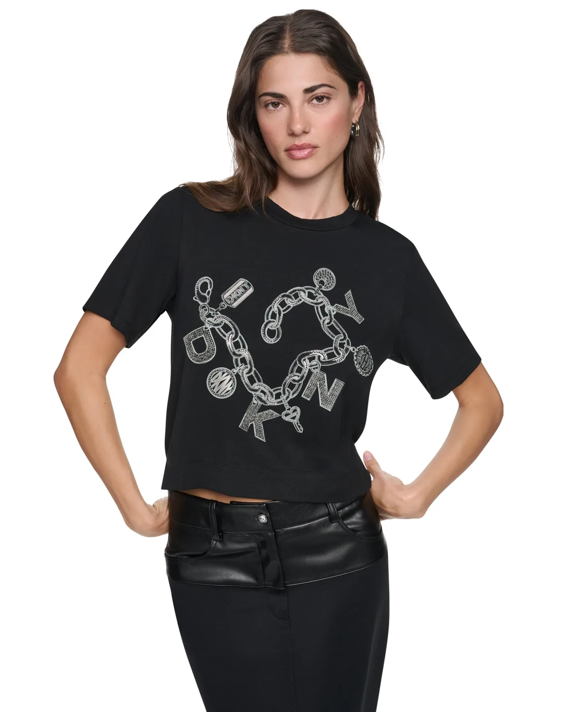 Charm Bracelet Graphic-Cropped T-Shirt