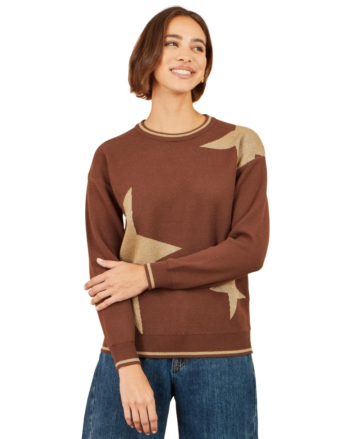 Star Metallic Pullover Sweater by Yumi