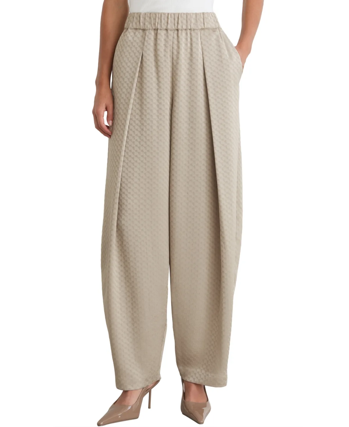 Dia Jacquard Pleated Tapered Pants by Reiss