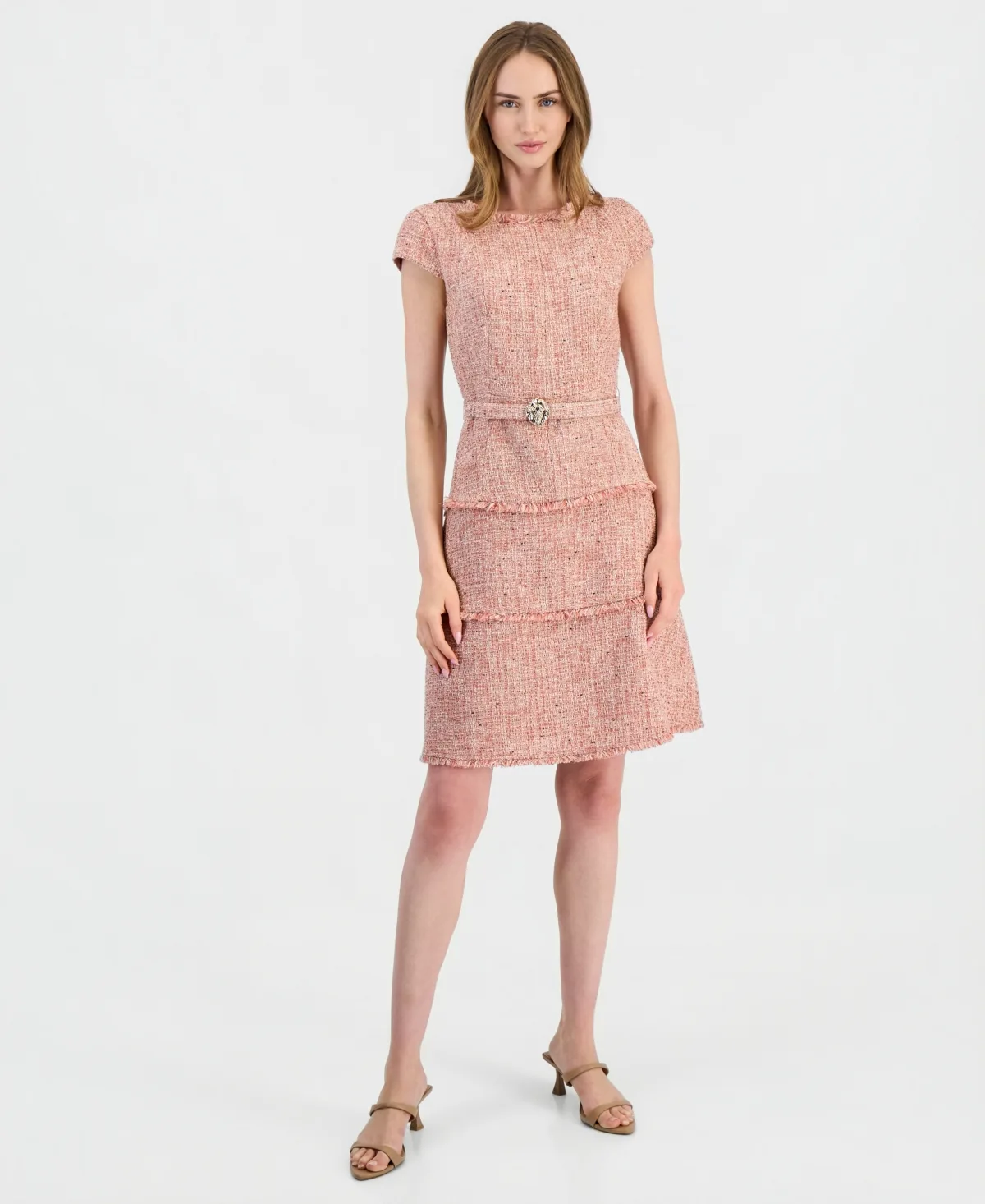 Heritage Tweed Tiered Midi Dress by Anne Klein