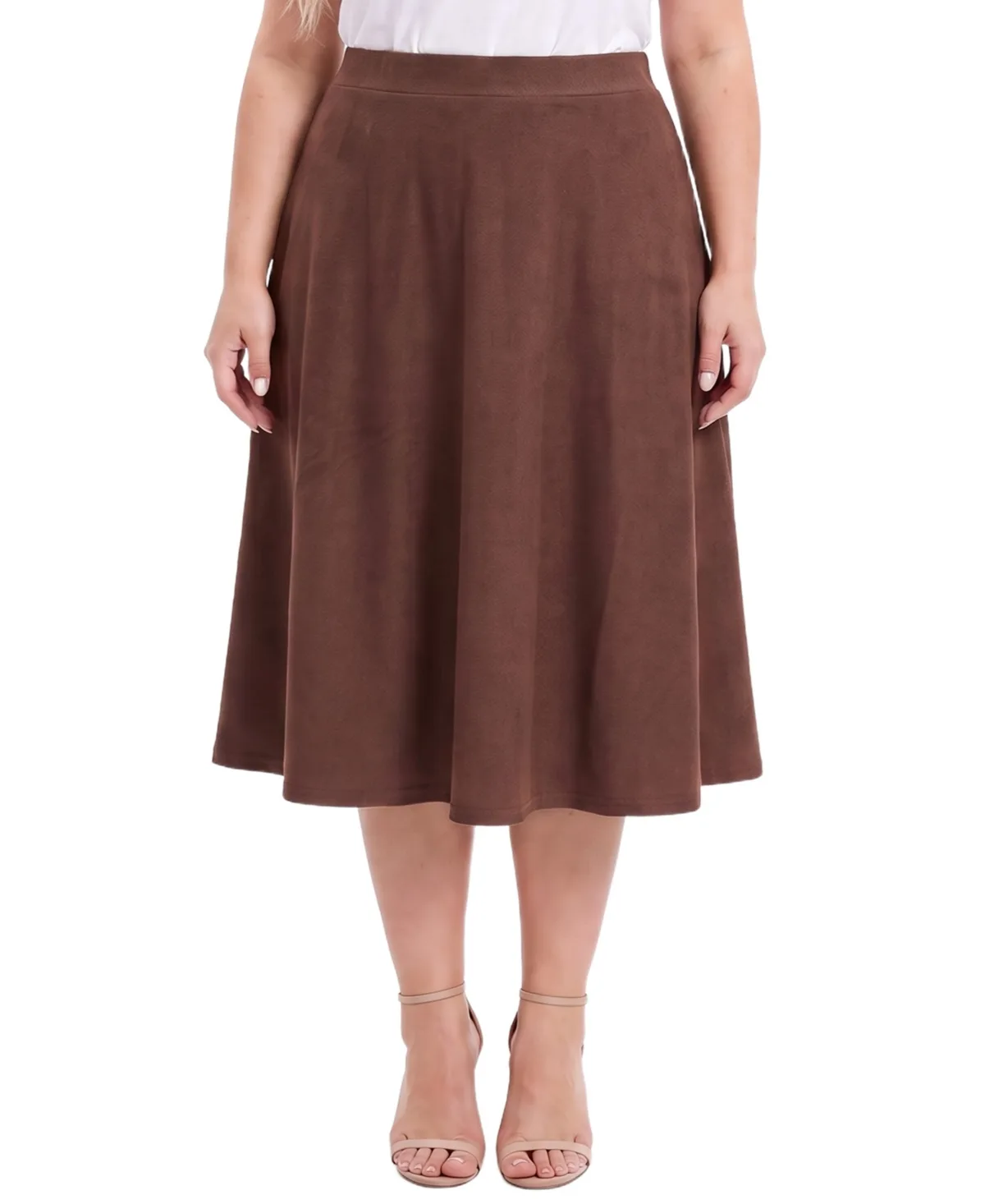 A-Line Midi Elastic Waist Skirt by Ny Collection