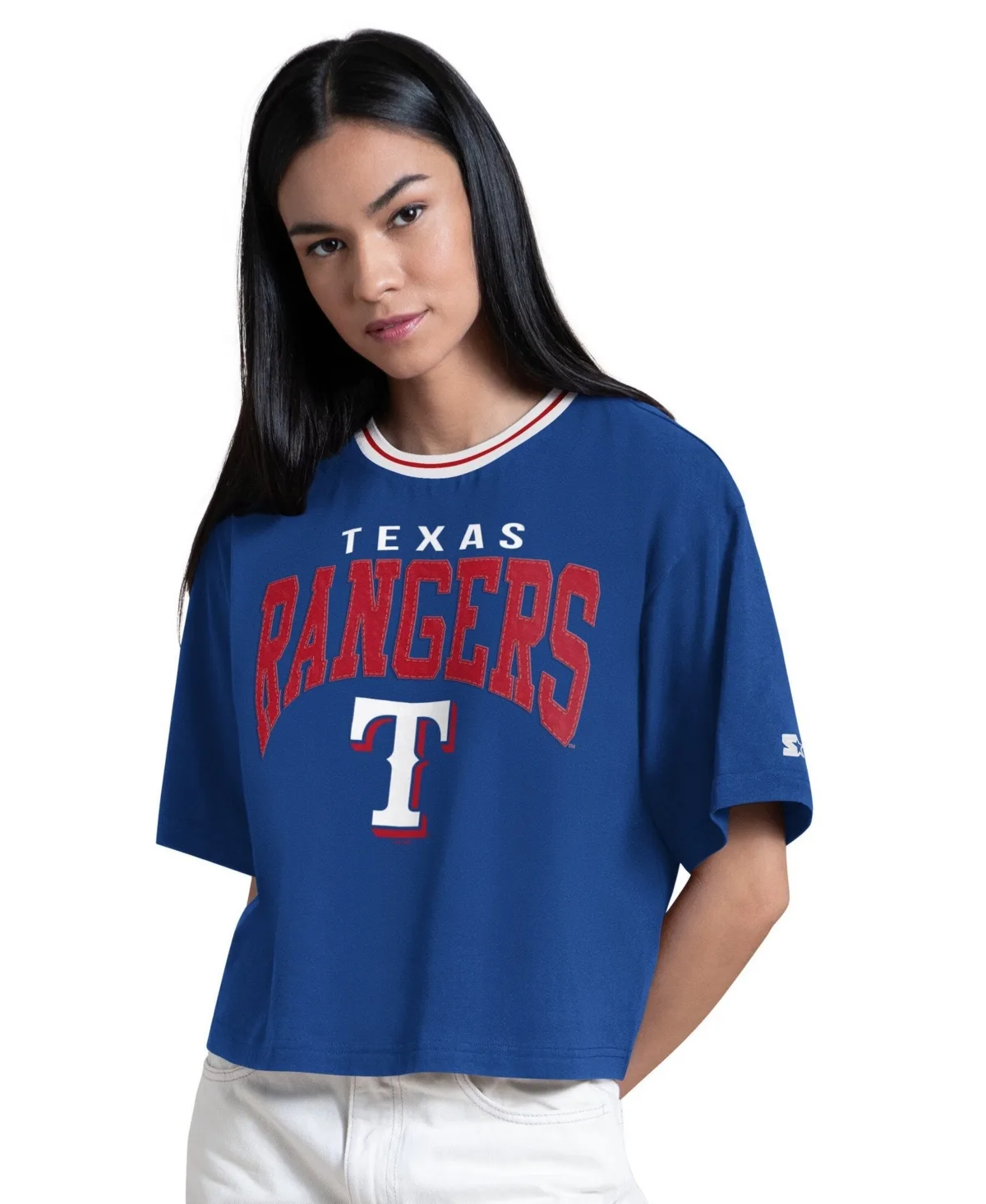 Texas Rangers Ace Oversized-Cropped T-Shirt by Starter
