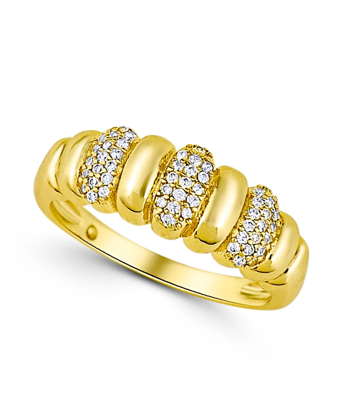 Cubic Zirconia Pave Ribbed Ring by And Now This