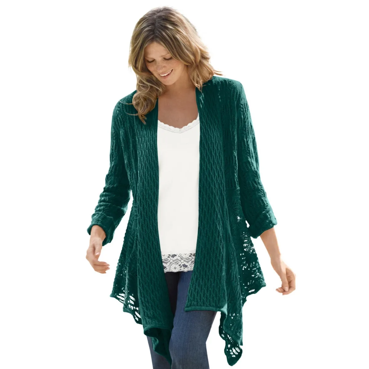 Open Front Pointelle Cardigan