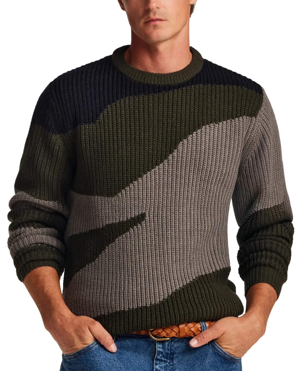 Chunky Colorblock Crewneck Sweater by Weatherproof Vintage