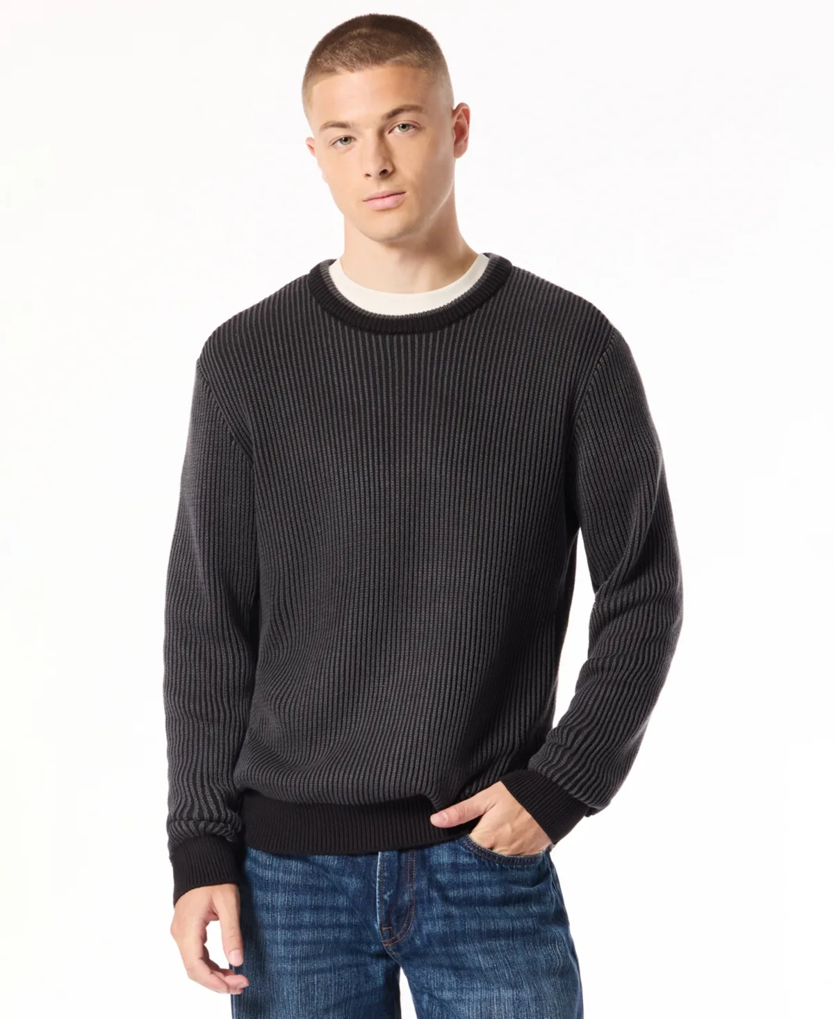Wiles Crewneck Waffle-Knit Sweater by Buffalo David Bitton