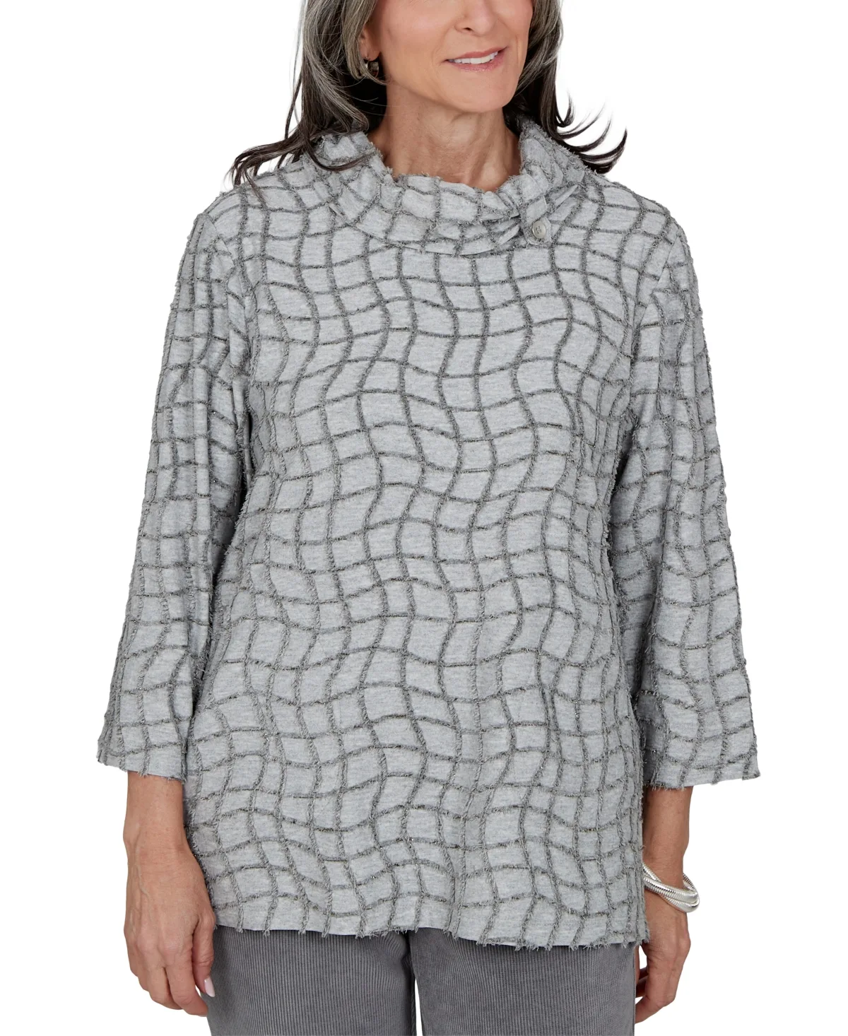 3/4-Sleeve Cowl Neck Geometric Blouse by Alfred Dunner