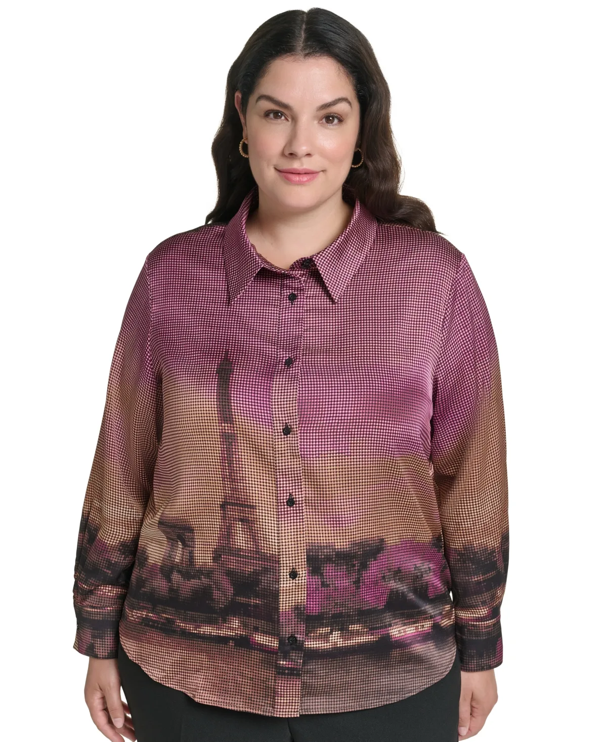 Button-Down Collared Long-Sleeve Blouse by Karl Lagerfeld