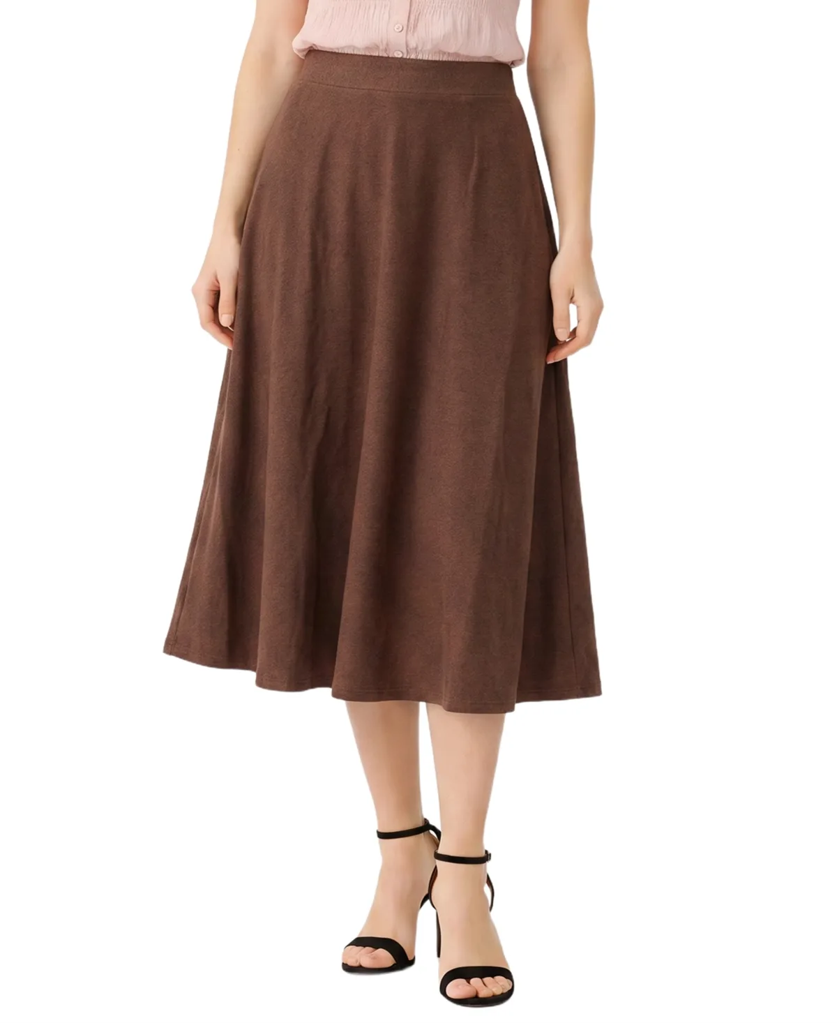 High-Waisted A-Line Midi Skirt