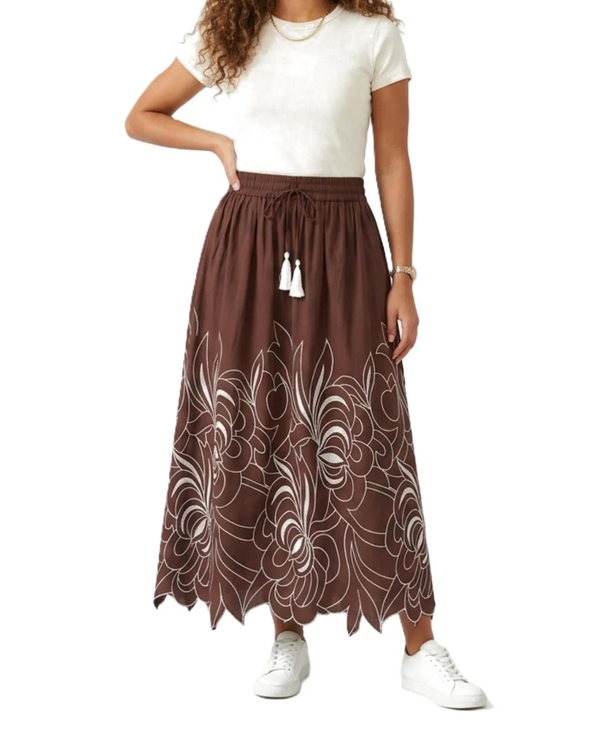 Embroidered Elastic Waist Skirt by Joie