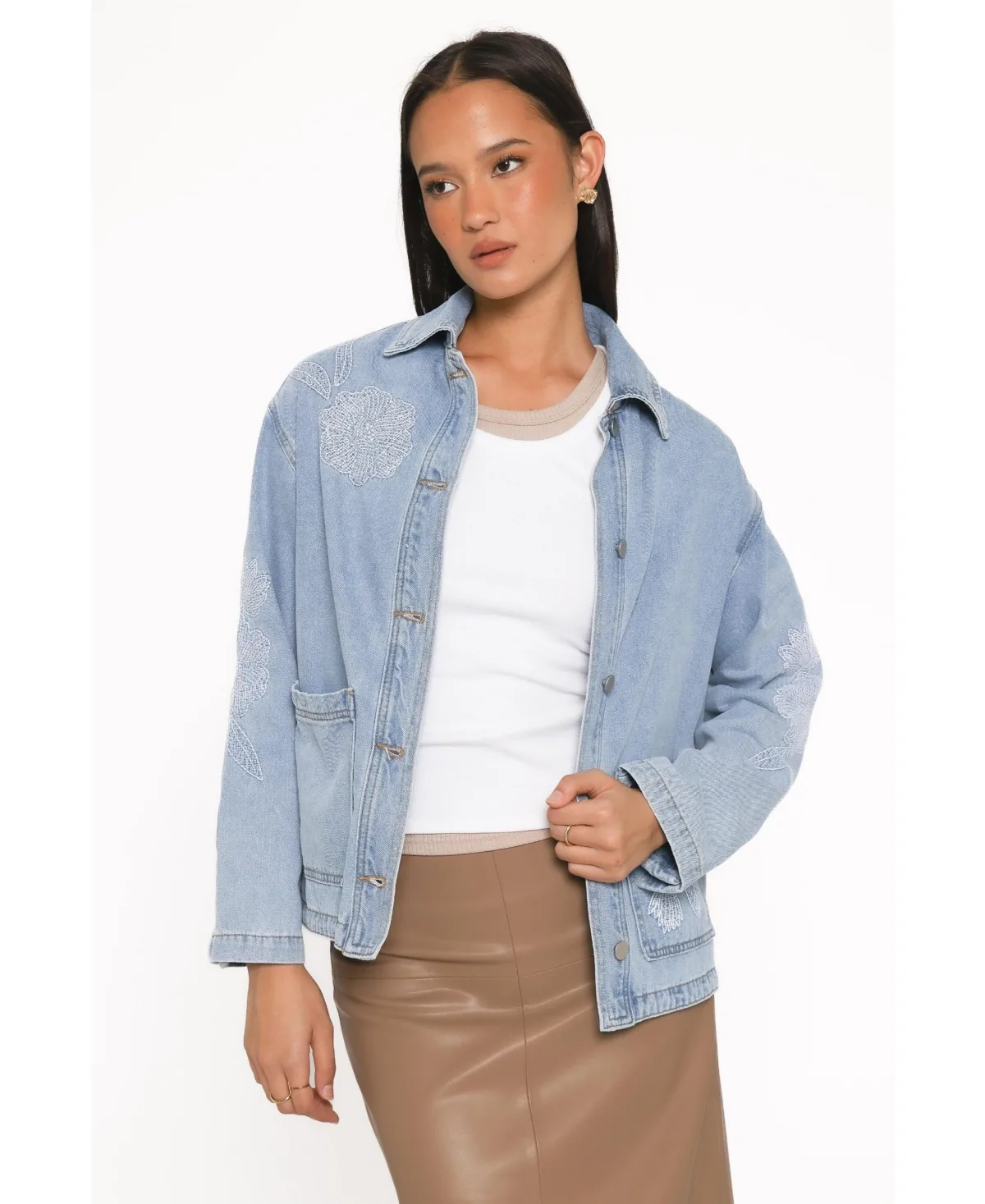 Mora Embroidered Denim Jacket by Petal and Pup