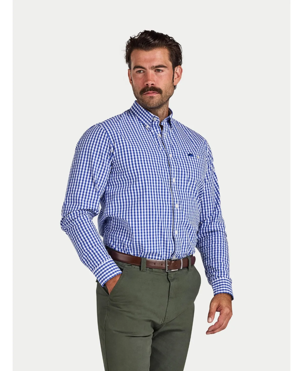 Classic Long Sleeve Gingham Shirt by Raging Bull