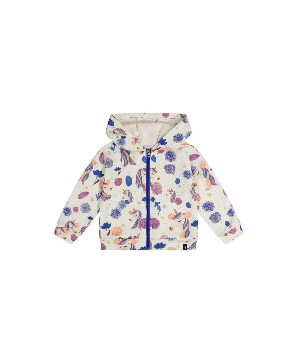 Hooded Zipped French Terry Cardigan Unicorn Print by Deux Par Deux