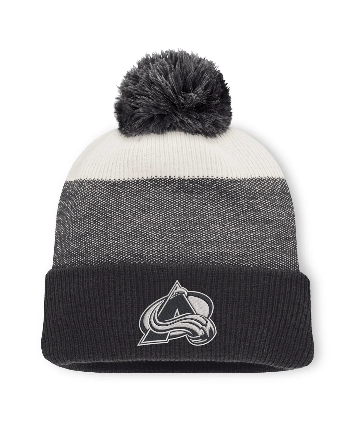 Colorado Avalanche Monochrome Cuffed Knit Hat with Pom by Fanatics