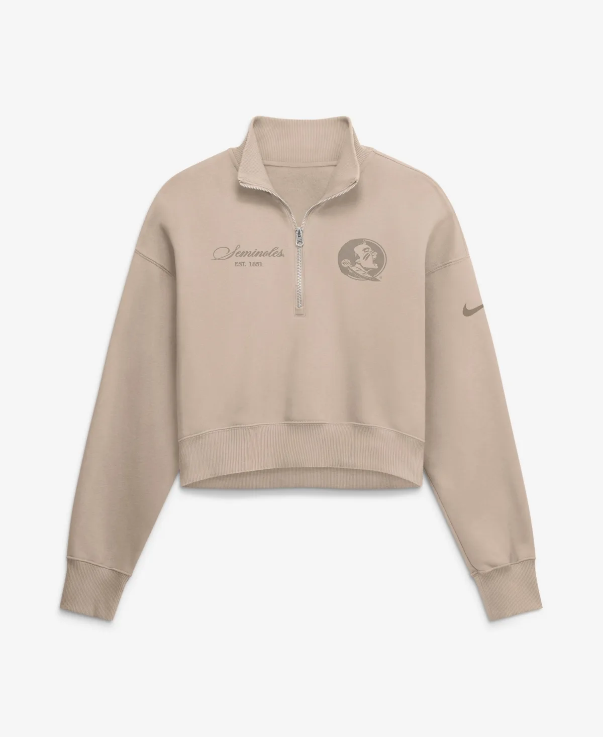Florida State Seminoles Neutral Stance Collection Oversized Phoenix Fleece Cropped Quarter-Zip Sweatshirt by Nike