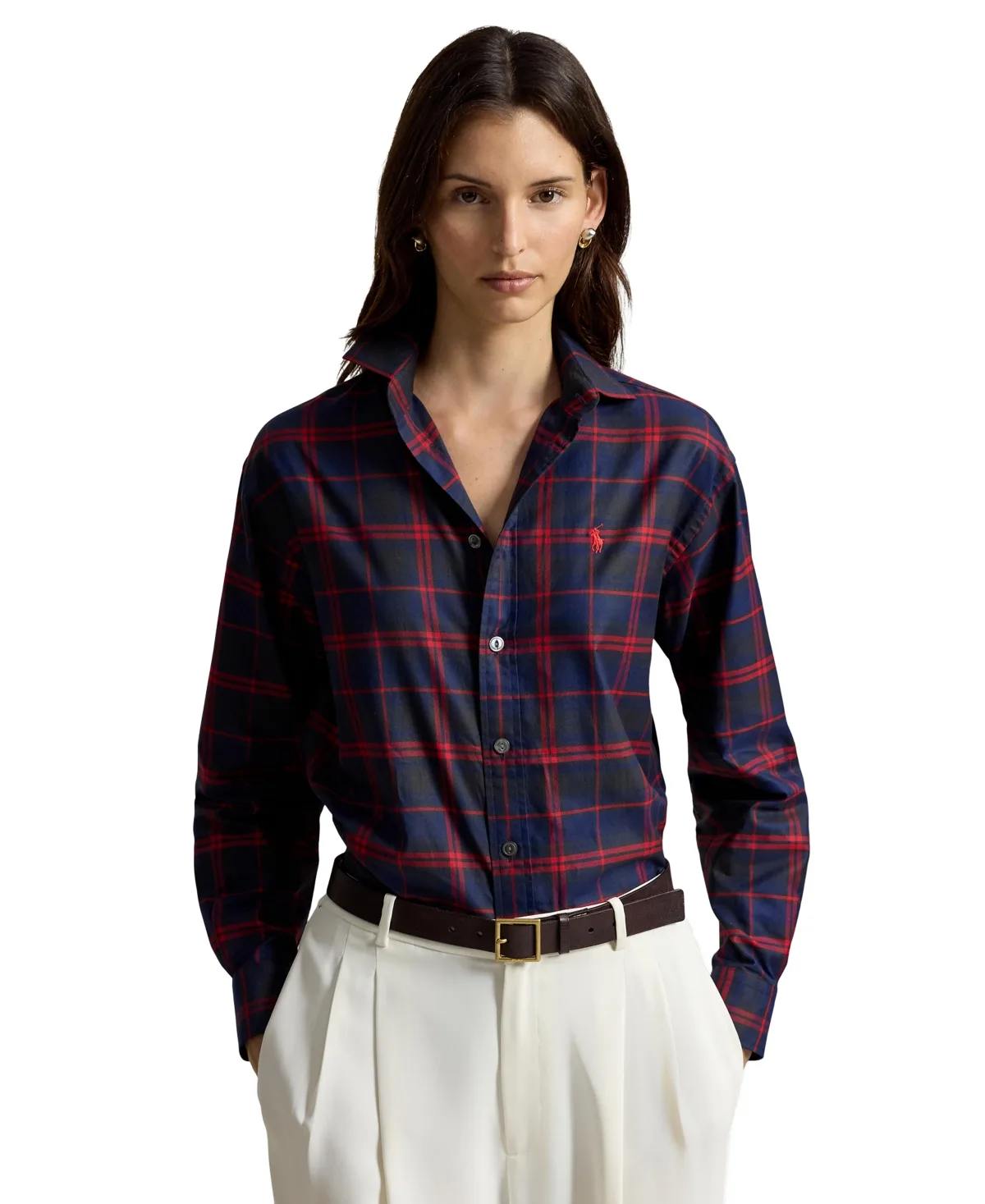 Plaid Relaxed-Fit Cotton-Twill Button-Down Shirt