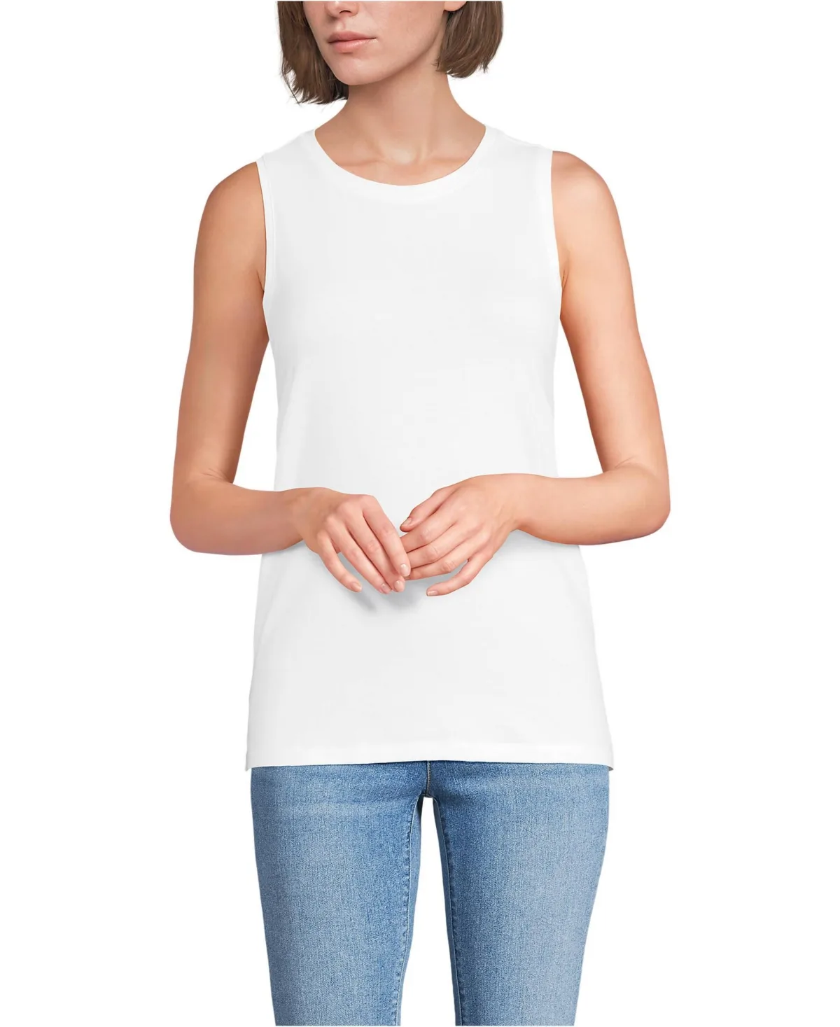 Tall Supima Cotton Crew Neck Tank Top by Lands' End