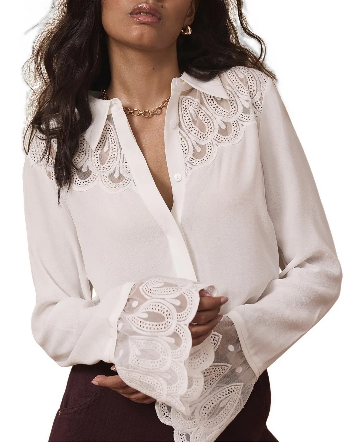 Sheer Embroidered Blouse by Mint Velvet
