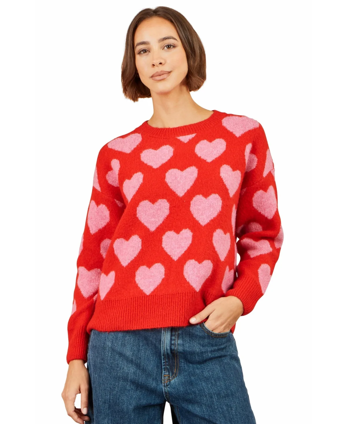 Heart Intarsia Relaxed Jumper by Yumi