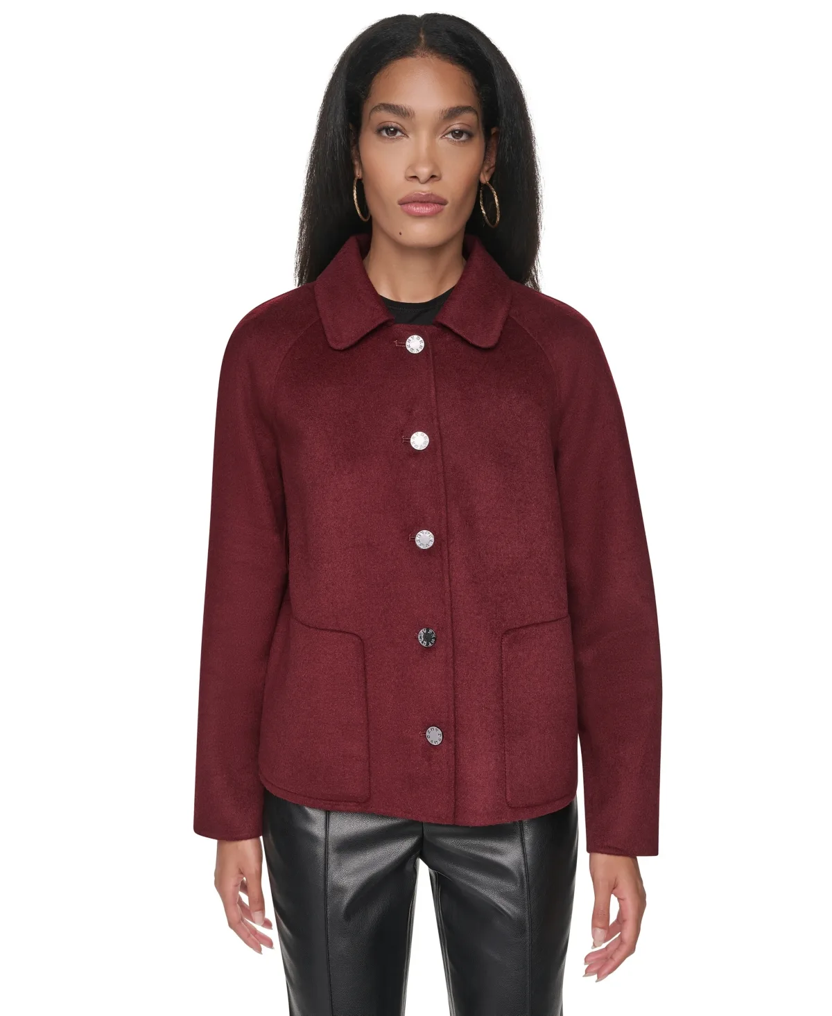 Wool-Blend Button-Front Shirt Jacket by DKNY