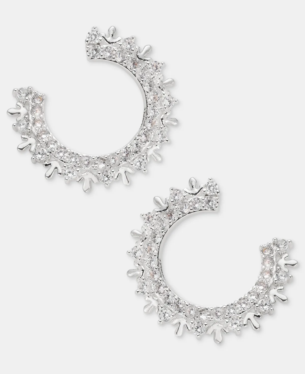 Cubic Zirconia Half Snowflake Motif Front-Back Earrings by Anne Klein