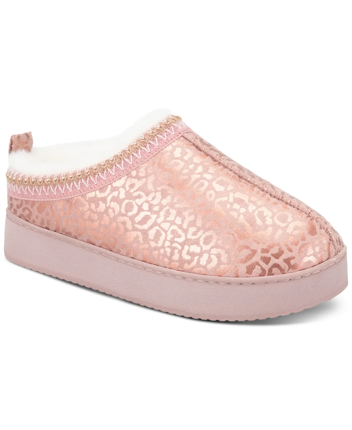Leopard-Print Microsuede Memory-Foam Clog Slippers by Jessica Simpson