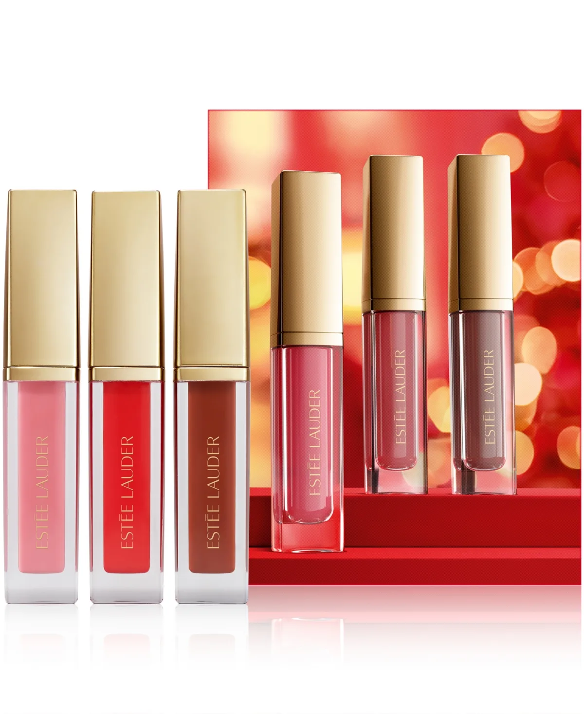 3-Piece Suite Kisses Glossy Pout Mini Lip Oil Trio Makeup Gift Set by Estée Lauder