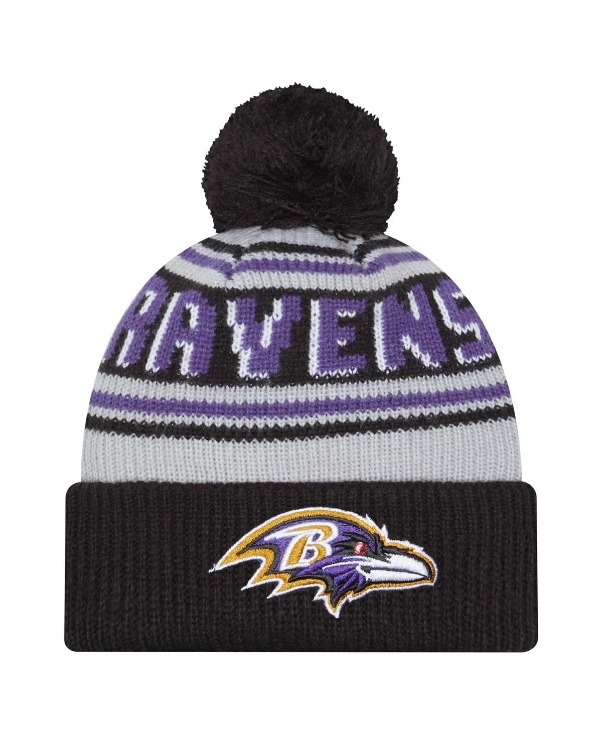 Baltimore Ravens Main Cuffed Knit Hat with Pom by New Era